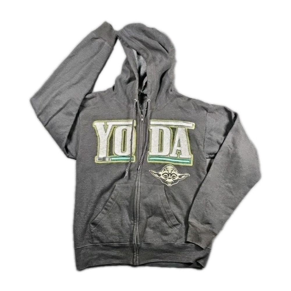 Disney Yoda Jacket Hoodie‎ Adult Small Gray Full-Zip Graphic Print